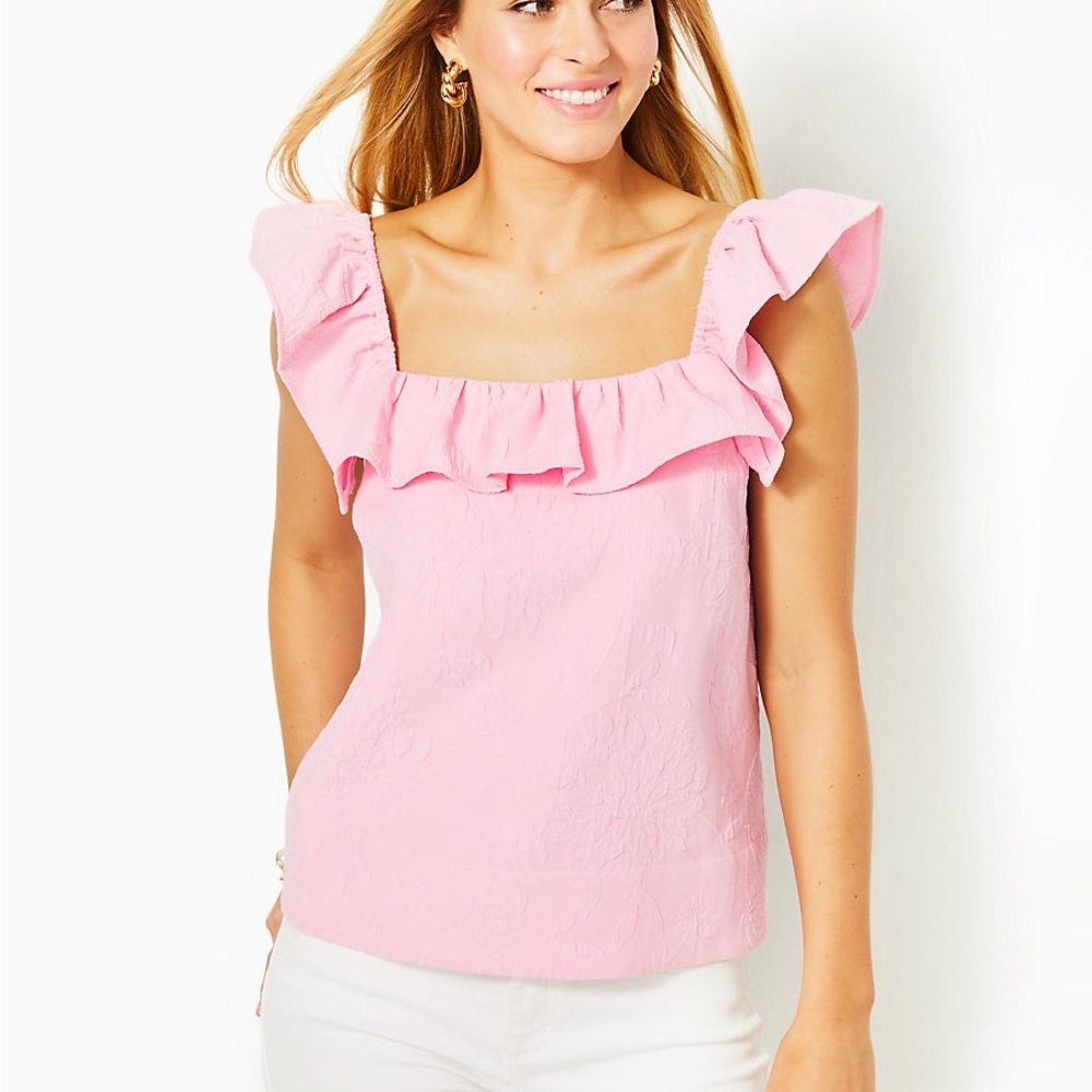 Lilly Pulitzer Light Pink Ruffle Blouse - Zoya Top